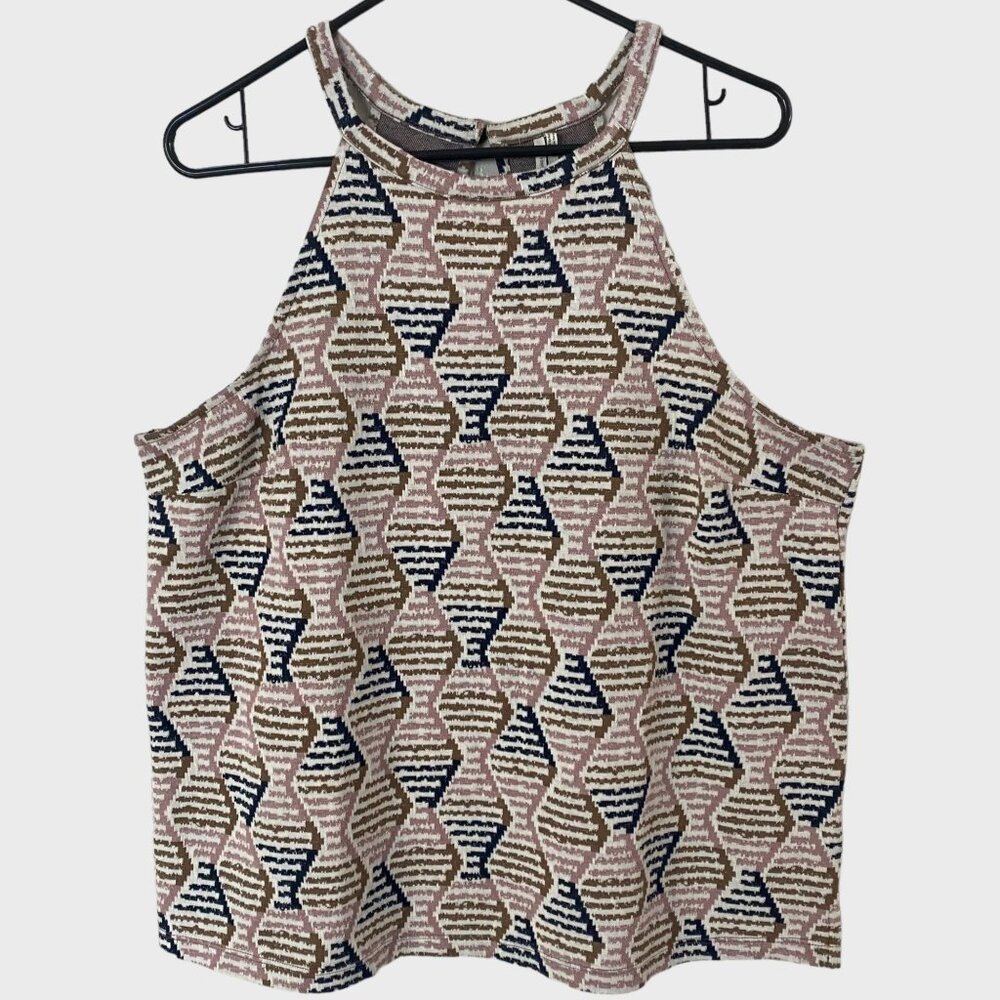 Anthropologie Lindsay Structured Halter Top Womens XL Pink Sleeveless Geometric